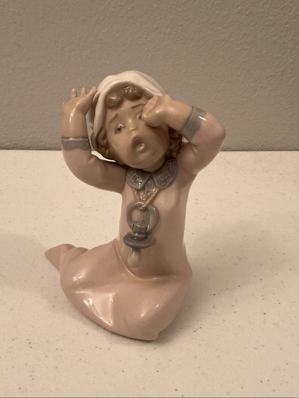 Lladro Porcelain Yawning Child Figurine with Pacifier